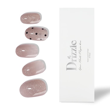 Drizzle Semi Cured Gel Nail Strips, Real Nail Polish Art Stickers (UV/LED Light Required), Glossy, Glitter, Solid Color, Full Nail Wraps Long Lasting Waterproof, Nail Strips Decal for Women (Cha-Cha)