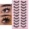 DSLONG 10 Pairs Manga Lashes Wet Look Lashes Effect Cat Eye Lashes Extension Spiky Mink Lashes Japanese Cosplay Styles Anime Fake Eyelashes Reusable