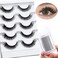 DSLONG 5 Pairs Natural Look D Curl Lashes With 18PCS Self Adhesive Eyelashes Strips, Manga Lashes Fluffy Cat Eye Lashes Looks Like Eyelash Extensions (Cat Eye)