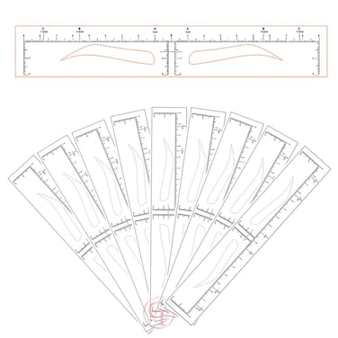 30pcs Eyebrow Shaping Stencils Disposable Eyebrow Ruler Sticker Brow Template Permanent Makeup Measuring Tools (Brow Shape A)