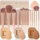 DUcare Makeup Brushes 14Pcs Coffee Series Makeup Brush set with Makeup Sponges Valentines Day Christmas Gifts Foundation Blending Face Powder Blush Eye Shadows Brushes