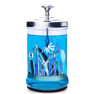 33 Oz Barber Jar, Manicure Jar, Small Barber Jar with Removable Basket, Glass Jar Container Manicure Jar for Nail Tools and Salon Jar for Barber Supplies