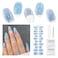 Gel Nail Stickers No UV Light Needed, 22Pcs Gel Nail Strips Set, Gel Nail Wraps for Women, Salon Quality Nail Polish Strips, Includes Prep Pads, Nail File &amp; Wood Stick(Blue Butterfly)