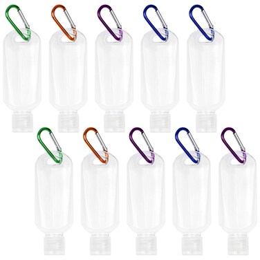Travel Bottles with Keychain (10 Pcs), 1.7oz (50ml) Portable Plastic Leakproof Squeeze Bottles Kits with Flip Cap - Empty Refillable Containers for Hand Sanitizer Shampoo Conditioner Body Wash Liquid