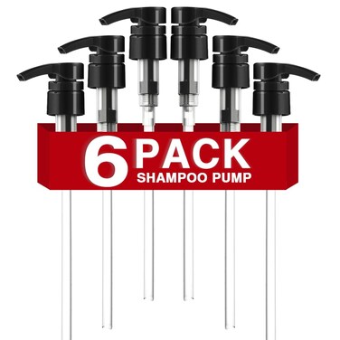 6 Pcs Black Shampoo Conditioner Pump Dispenser, Leak Proof for Body Wash, Gel, Shampoo Pumps fits 1 Liter/33.8 Oz Bottles
