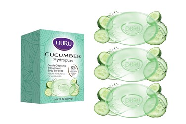 Duru Cucumber Glycerin Bar Soap Cleansing Bar Moisturizing Sensitive Skin - Vegan Transparent Paraben Free Alcohol Free Silicone Free Phthalete Free Gluten Free Body Wash - 3 Pack