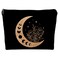 Boho Floral Celestial Crescent Moon Phase Makeup Bag, Mystical Crescent Moon Linen Makeup Travel Toiletry Bag, Abstract Floral Moon Cosmetic Bag Gifts For Girls Women Daughter Sister