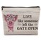 Live Like Someone Left the Gate Open Cosmetic Bag, Cute Rustic Farm Floral Pig Makeup Bag Zipper Cosmetic Pouch Bag Travel Linen Makeup Organizer, Pig Gifts for Pig Lovers Women Teen Girls
