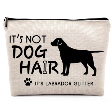 It's Not Dog Hair It's Labrador Glitter Cosmetic Bag, Dog Makeup Bag Zipper Cosmetic Pouch Bag Travel Linen Makeup Organizer, Labrador Retriever Gifts for Women Girls Teens Dog lovers