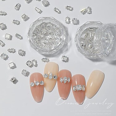 Silver Nail Charms Nail Art Zircon Metal Gem Sparkle Crystal Jewelry Diamonds for Nail Art Decorative Horse Eyes Water Drop Accessories Mini Flatback Nail Rhinestones Accessories