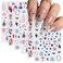 6 Sheets Goth Nail Art Stickers 3D Self Adhesive Star Flame Nail Stickers Glitter Blue Eye Nail Design Stickers French Nail Art Stickers Holographic Nail Decals for Women DIY Manicure Design