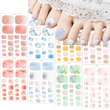 8 Sheets Spring Nail Wraps Stickers Semi Cured Gel Nail Strips Supplies Spring Flowers Gel Nail Strips Decals with Nail File Glitter Full Wrap Nail Polish Stickers for Women Girls DIY Nail Decorations