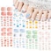 8 Sheets Spring Nail Wraps Stickers Semi Cured Gel Nail Strips Supplies Spring Flowers Gel Nail Strips Decals with Nail File Glitter Full Wrap Nail Polish Stickers for Women Girls DIY Nail Decorations