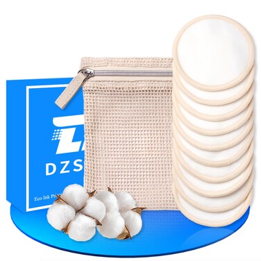 Reusable Makeup Remover Pads - Eco-Friendly Bamboo Cotton Rounds for Face, Washable Cotton Pads with Laundry Bag, Soft Reusable Face Pads for All Skin Types, 10 Pack