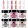 EBANKU Pink Acrylic Powder Set, 6 Colors Jelly Nude, Glitter White, Nail Extension Acrylic Powder for French Nail Carving, 6 * 10g/0.35oz