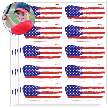 EBaokuup 25 Pairs Sport American Flag Eye Stickers, Athletic USA Flag Under Eye, Sports Eye Sticker for Football Rugby Softball Baseball Sporting Events and Party