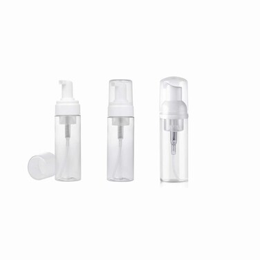 30ml Empty Refillable Clear Plastic Foamer Pump Bottle, Travel Foam Dispenser Liquid Soap Container for Cosmetic Makeup, Kitchen, Shampoo, Bathroom Countertops (3 Pack)