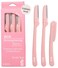Dermaplaning Tool - Foldable Facial Razor for Women and Men, (3ct)   Womens Facial Peach Fuzz Remover &amp; Eyebrow Trimmer, Dermaplaning Razor, Face Razors for Women, 3 pc (Pink)