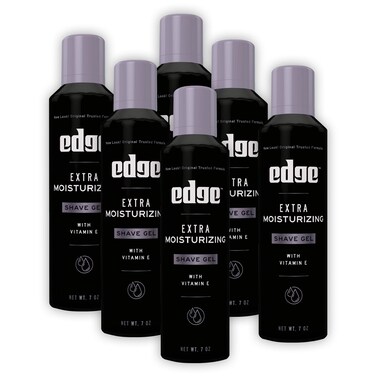 Edge Shaving Gel for Men, Extra Moisturizing with Vitamin E, (6 Pack) - Shave Gel For Men That Moisturizes, Protects and Soothes To Help Reduce Skin Irritation