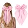 Silky Satin Hair Bows for Women Big Pink Bow Hair Clips for Girls Large Hair Barrettes Cute with Long Tails Party Hair Accessories for Thick &amp; Thin Hair（pink）