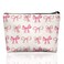Pink Preppy Coquette Bow Makeup Bag Make Up Bag, Preppy Cosmetic Bags for Women, Preppy Coquette Gifts for Women Teen Girls,Dorm Room Essentials for Girls