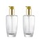 2Pcs 100ml/3.4oz Empty Clear Glass Lotion Pump Bottle with Gold Pump Top Portable Essential Oil Pump Dispensers Jars Vials Hair Conditioner Container for Makeup Emulsion Toner