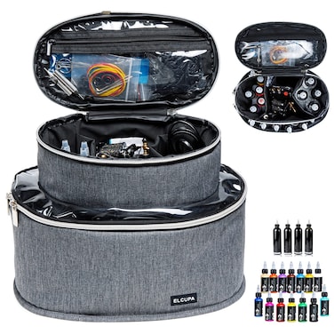 Tattoo Kit Organizer Case-Tattoo Ink Storage-Tattoo Supplies Carrying Bag Portable-Holds 30 Bottles-Tattoo Kits Bag, Grey, BAG ONLY, Patent Pending