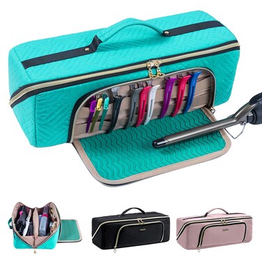 Large Travel Bag - 2in1 Hair Tools Organizer for Dryer Brush, Flat Irons, Straighteners, Curling Irons, Makeup Bag
