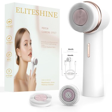 Electric Facial Cleansing Brush with Silicone and Bristle Brushheads,Rechargeable,Face Cleansing Brush, Face Scrubber Against Exfoliator,Face Wash Machine Brush, Relief for Face Skin Issues
