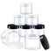 8 Pcs 2 OZ Plastic Jars with White and Black Lids, Elumeiro Clear Cosmetic Travel Size Container Small Round Cream Jar Refillable for Scrubs, Lotion, Powder, ointment, Makeup, Food Storage