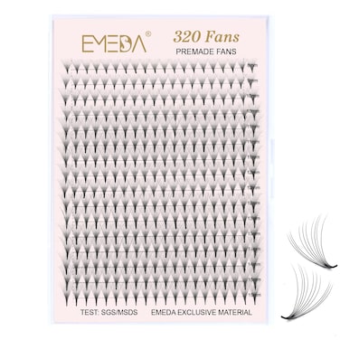 EMEDA 320 Fans Premade Lash Fans Pointy Thin Base XL Boxes Premade Fans Eyelash Extensions Stable D Curl Lash Extension Premade Fans Pre Fanned Volume Lash Extensions (10D-0.07-D-8-15mm)