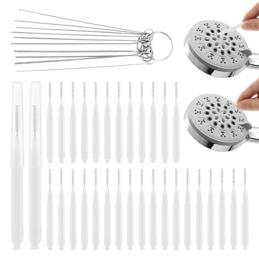 Multisize Shower Head Cleaner Tool, Shower Head Nylon Cleaning Brushes with Stainless Steel Pins for Cleaning Phone Keyboard Shower Head Nozzle Pore Gaps Clean Printer Tubes(as shown)