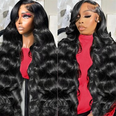13x6 Body Wave Lace Front Wigs Human Hair Black HD Lace Front Wigs Human Hair Pre Plucked Glueless Full Lace Frontal Human Hair Wigs for Women (200 Density Body Wave Wigs, 26inch)