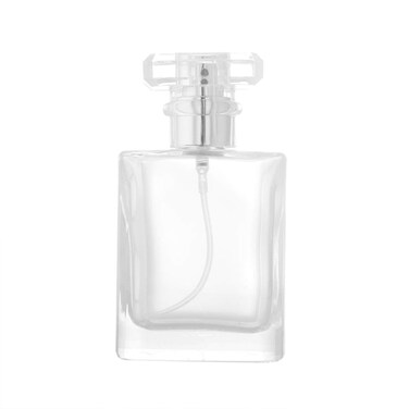 Enslz 50ml （1.69Oz） Thick Square Flint Glass Refillable Perfume Bottle, Square Portable Cologne Atomizer Empty Bottle with Spray Applicator For Travel (Transparent)