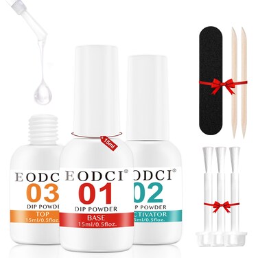 Dip Powder Liquid Set,15ml Large Capacity Dipping Powder System Essential Set with Base &amp; Top Coat,Dip Powder Activator, No Need Nail Lamp Cured,Good for Nail Salon and Nail Beginners