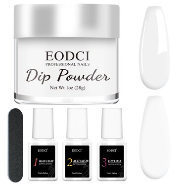 White Nail Starter Dip Powder Kit, 1OZ Nail Dip Powder With Base &amp; Top Coat/Activator Dip Nail Art French Manicure Nail Starter &amp; Professional Home DIY Salon Use