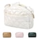 Travel Makeup Bag, Quilted Cosmetic Bag Large Capacity Makeup Travel Bag Waterproof Portable Cosmetic Bag Toiletry Bag for Women Daily Travel Use Gift (Off White)