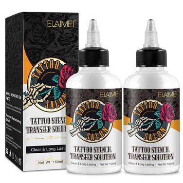 2x Tattoo Stencil Gel Solution 150ml Professional Tattoo Stencil Transfer Gel Stencil Primer Stuff Transfer Cream Gel for Tattooing Stickers Paper Machine Soap Tattoo Supplies - Clear &amp; Long-Lasting