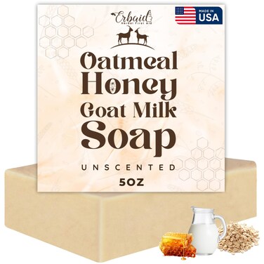 Oatmeal Soap &ndash; Natural Oatmeal &amp; Honey Goat Milk Soap Bar &ndash; Face &amp; Body Wash for Eczema, Psoriasis, Dry, Itchy, Sensitive Skin Relief &ndash; Unscented Soap Great for Kids, Babies &ndash; Handcrafted, Made in USA
