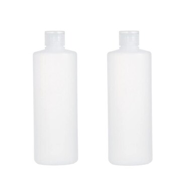 2Pcs White Plastic Empty Squeezable Bottles with Flip Cover for Shampoo Shower Gel (400ml/13.5oz)