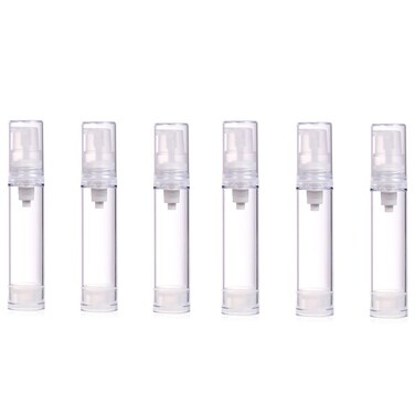 6PCS Plastic Vacuum Pump Press Bottles Empty Refillable Airless Pump Bottle Travel Container for Foundations Serums Cream Lotion (5ml)
