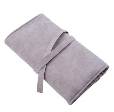 1Pcs Makeup Brush Rolling Case Pouch Holder Cosmetic Bag Organizer with Belt Strap for Travel Home Use (Gray)
