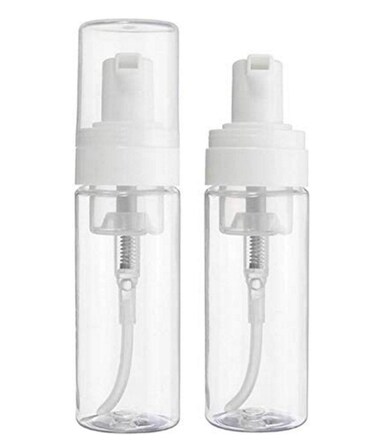 2PCS Empty Plastic Foaming Dispenser Foam Pump Bottles Travel Soap Bottles for Facial Cleanser Hand Soap Shampoo Shower Gel (Clear,100ml/3.4oz)