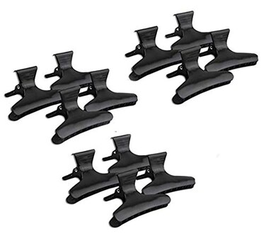 erioctry 12 Black Hairdressing Hairdressers Hair Tools Butterfly Hair Clamps Hair Claw Salon Section Clips Clasps Clamps Barrettes