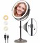 9" Lighted Makeup Mirror with with Lights and Magnification 1X/10x, 5000mAh Rechargeable Magnifying Vanity Mirror, 3 Light Colors Dimmable &amp; Height Adjustable Mirror Gunmetal Grey