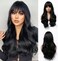 Esmee Long Wavy Black Bangs Wig Women Natural Synthetic Hair Heat Resistant Wig Everyday Party Cosplay (26 Inch)&hellip;