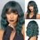 Esmee 14 Inches Short Auburn Wig with Bangs for Women Natural Synthetic Hair Ombre Wig with Dark Roots Loose Wavy Wigs for Cosplay Daily Party Wear
