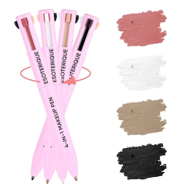 4 in 1 Makeup Pen, Eyeliner, Lip Liner, Brow Pencil, and Highlighter in One Pencil, Easy-To-Apply and Compact for Travel - Cruelty-Free &amp; Vegan, Shade 01