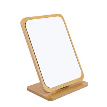 esowemsn 1PC Wooden Foldable Mirror Fold Down Desk Vanity Makeup Mirror with Stand Rectangular Countertop Mirror Portable Makeup Cosmetic Mirror for Girls Women