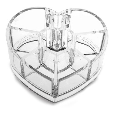 esowemsn 1PC Clear Acrylic Lipstick Organizer 8 Slots Heart-shaped Cosmetic Storage Box Makeup Display Cases for Lipstick, Brushes, Bottles